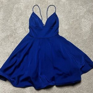 Amarra Royal Blue Corset Back Formal Dress